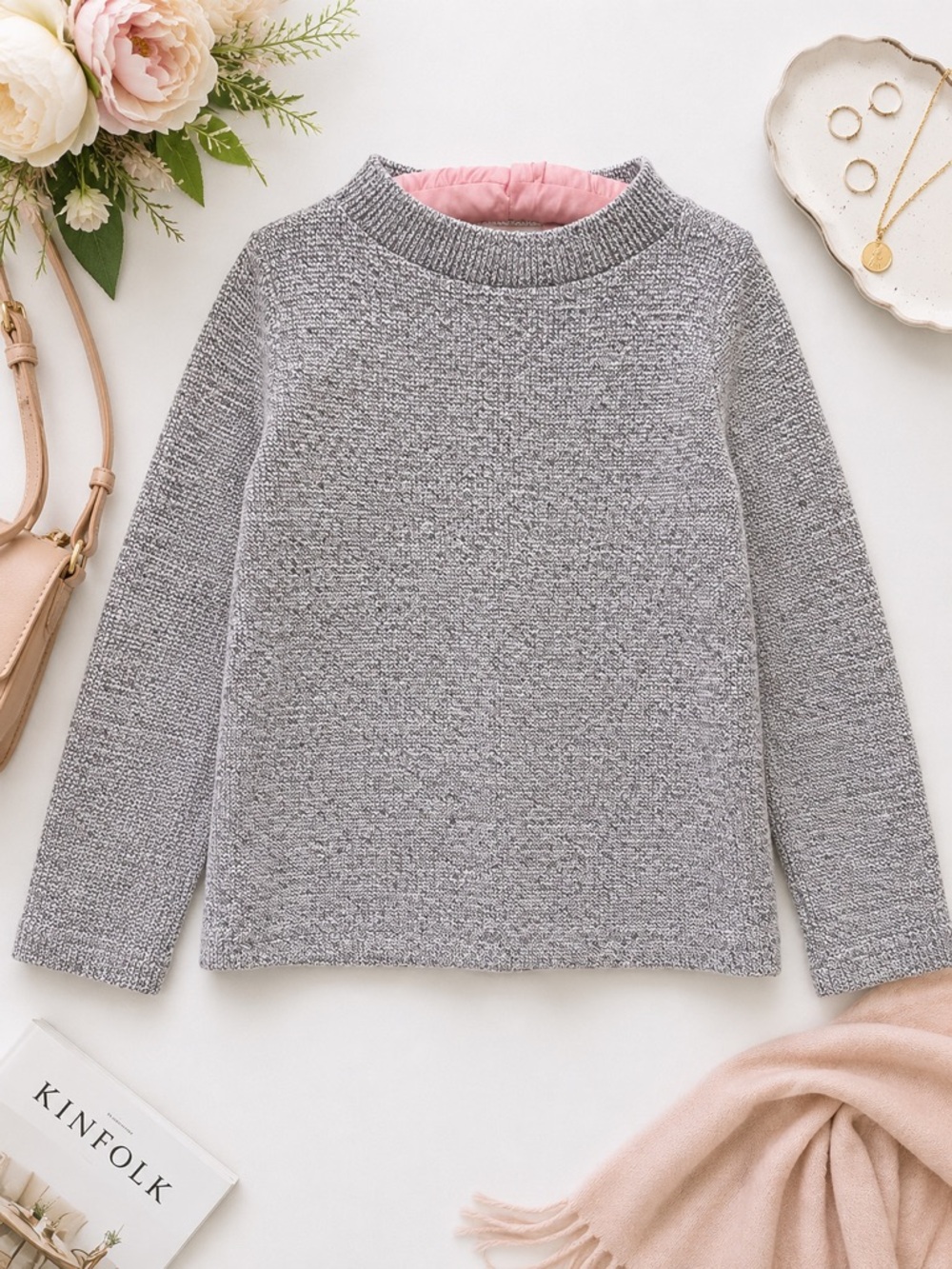LOFT Marled Cotton Blend Mock Neck Sweater Size Medium